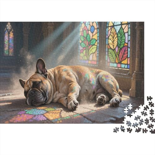 Französische BulldoggePuzzles 1000 Teile Schwer Puzzle Spielzeug Lernspiel Impossible Herausforderung Spielzeug Für Erwachsene Kinder 1000pcs (75x50cm) von PXBDUASIE