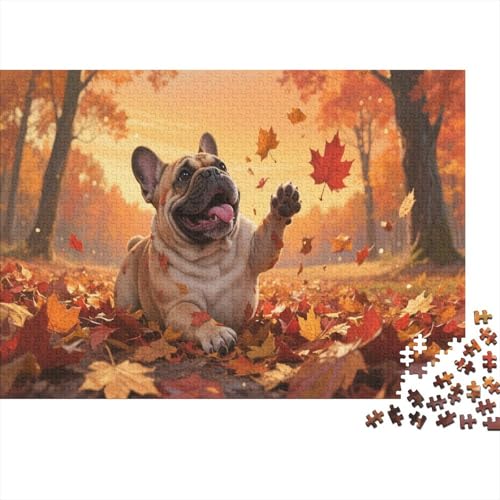 Französische BulldoggePuzzles 1000 Teile Schwer Puzzle Spielzeug Pädagogisches Spiel Impossible Herausforderungsspielzeug Für Erwachsene Kinder 1000pcs (75x50cm) von PXBDUASIE