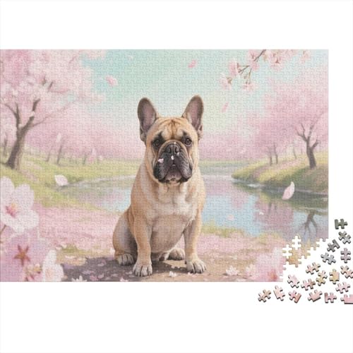 Französische BulldoggePuzzles 300 Teile Schwer Puzzle Spielzeug Lernspiel Impossible Herausforderung Spielzeug Für Erwachsene Kinder 300pcs (40x28cm) von PXBDUASIE