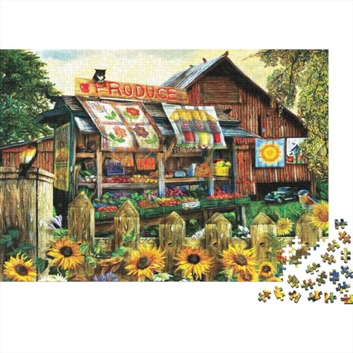 Früchte Sonnenblume Puzzle 300 Teile Schwer Puzzle Spielzeug Lernspiel Impossible Herausforderungsspielzeug Für Erwachsene Und Kinder Ab 14 Jahren 300pcs (40x28cm) von PXBDUASIE