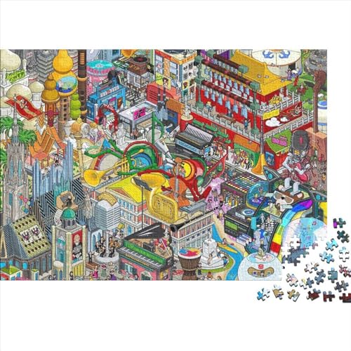 Geschäftszentrum Puzzle 500-teilige Schwer Puzzle Spielzeug Pädagogisches Spiel Impossible Herausforderung Spielzeug Für Erwachsene Und Kinder Ab 12 Jahren 500pcs (52x38cm) von PXBDUASIE