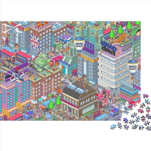 Geschäftszentrum Puzzles 300 Teile Schwer Puzzle Spielzeug Lernspiel Impossible Herausforderungsspielzeug Für Erwachsene Und Kinder Ab 12 Jahren 300pcs (40x28cm) von PXBDUASIE