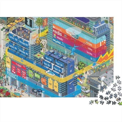Geschäftszentrum Puzzles 500 Teile Schwer Puzzle Spielzeug Lernspiel Impossible Herausforderung Spielzeug Für Erwachsene Und Kinder in Bewährter 500pcs (52x38cm) von PXBDUASIE