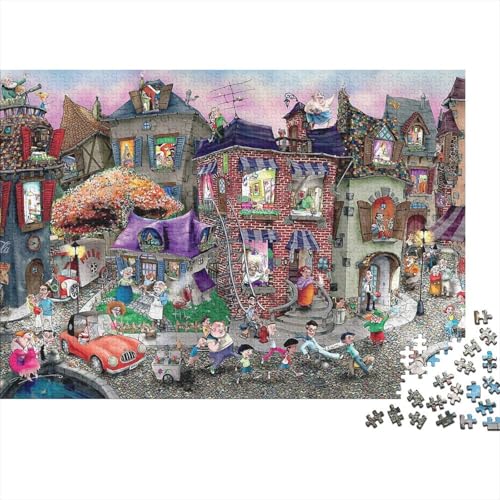 Glückliche Stadt Puzzles 500 Teile Schwer Puzzle Spielzeug Lernspiel Impossible Herausforderung Spielzeug Für Erwachsene Kinder 500pcs (52x38cm) von PXBDUASIE