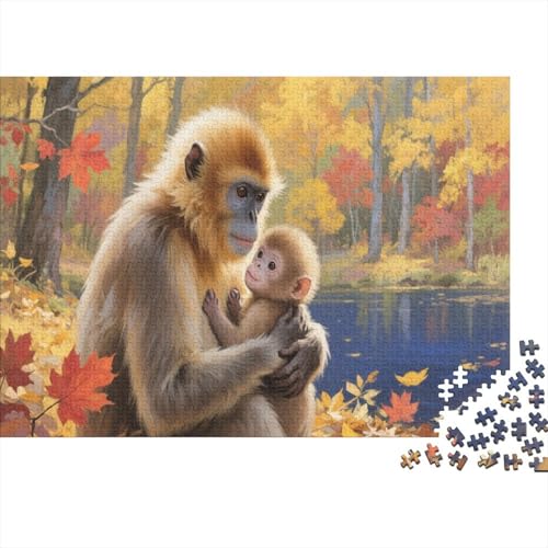 Goldener AffePuzzles 500 Teile Schwer Puzzle Spielzeug Lernspiel Impossible Herausforderung Spielzeug Für Erwachsene Und Kinder Ab 12 Jahren 500pcs (52x38cm) von PXBDUASIE