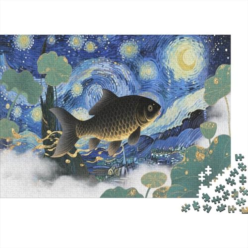 GoldfischPuzzle 1000 Teile Schwer Puzzle Spielzeug Pädagogisches Spiel Impossible Herausforderung Spielzeug Für Erwachsene Kinder 1000pcs (75x50cm) von PXBDUASIE