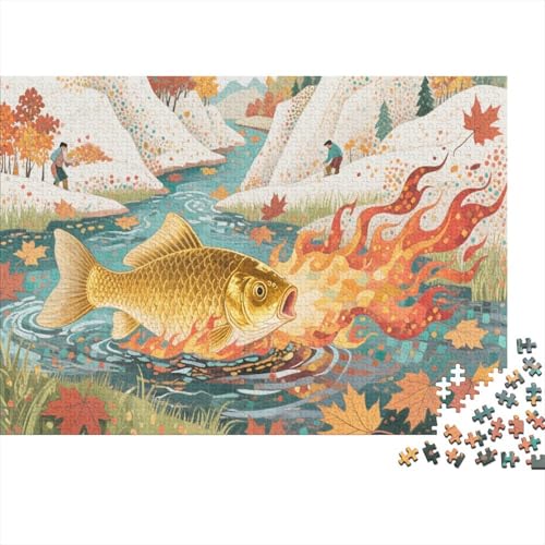 GoldfischPuzzle 1000 Teile Schwer Puzzle Spielzeug Pädagogisches Spiel Impossible Herausforderungsspielzeug Für Erwachsene Und Kinder Ab 12 Jahren 1000pcs (75x50cm) von PXBDUASIE