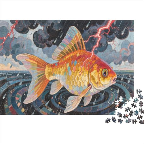 GoldfischPuzzle 1000 Teile Schwer Puzzle Spielzeug Pädagogisches Spiel Impossible Herausforderungsspielzeug Für Erwachsene Und Kinder Ab 14 Jahren 1000pcs (75x50cm) von PXBDUASIE