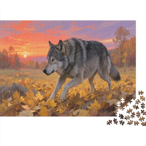 Grauer WolfPuzzle 300-teilige Schwer Puzzle Spielzeug Lernspiel Impossible Herausforderungsspielzeug Für Erwachsene Und Kinder Ab 14 Jahren 300pcs (40x28cm) von PXBDUASIE