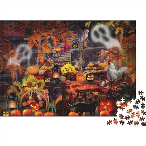 Halloween Pumpkin Puzzle 300 Teile Schwer Puzzle Spielzeug Lernspiel Impossible Herausforderung Spielzeug Für Erwachsene Und Kinder Ab 12 Jahren 300pcs (40x28cm) von PXBDUASIE
