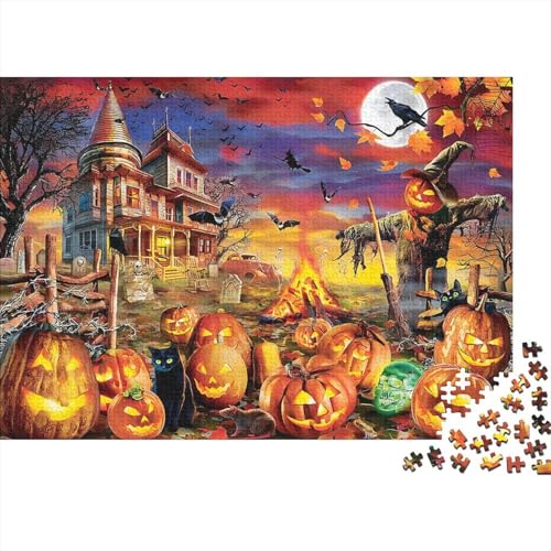 Halloween Pumpkin Puzzles 1000 Teile Schwer Puzzle Spielzeug Lernspiel Impossible Herausforderungsspielzeug Für Erwachsene Kinder 1000pcs (75x50cm) von PXBDUASIE