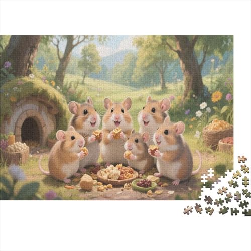 HamsterPuzzle 500-teilige Schwer Puzzle Spielzeug Pädagogisches Spiel Impossible Herausforderungsspielzeug Für Erwachsene Kinder 500pcs (52x38cm) von PXBDUASIE