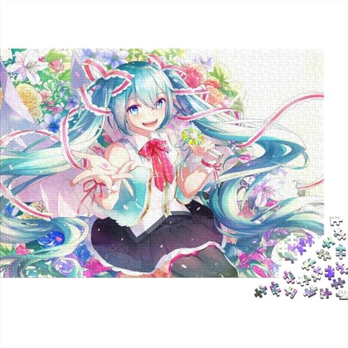 Hatsune Miku Puzzles 500 Teile Schwer Puzzle Spielzeug Pädagogisches Spiel Impossible Herausforderungsspielzeug Für Erwachsene Kinder 500pcs (52x38cm) von PXBDUASIE