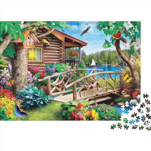 Haus am Wasser Puzzles 500 Teile Schwer Puzzle Spielzeug Pädagogisches Spiel Impossible Herausforderung Spielzeug Für Erwachsene Und Kinder Ab 14 Jahren 500pcs (52x38cm) von PXBDUASIE