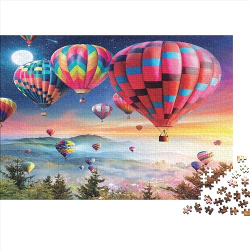 HeißluftballonPuzzles 300 Teile Schwer Puzzle Spielzeug Pädagogisches Spiel Impossible Herausforderungsspielzeug Für Erwachsene Und Kinder Ab 14 Jahren 300pcs (40x28cm) von PXBDUASIE