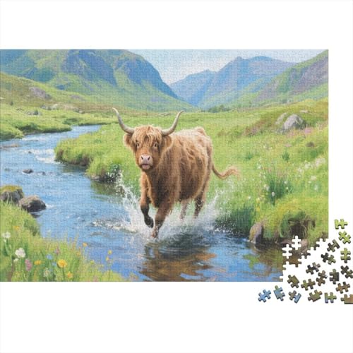 Highland-RinderPuzzle 1000 Teile Schwer Puzzle Spielzeug Lernspiel Impossible Herausforderungsspielzeug Für Erwachsene Und Kinder Ab 14 Jahren 1000pcs (75x50cm) von PXBDUASIE