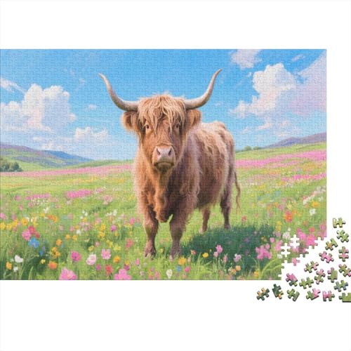 Highland-RinderPuzzle 1000 Teile Schwer Puzzle Spielzeug Pädagogisches Spiel Impossible Herausforderung Spielzeug Für Erwachsene Und Kinder Ab 12 Jahren 1000pcs (75x50cm) von PXBDUASIE