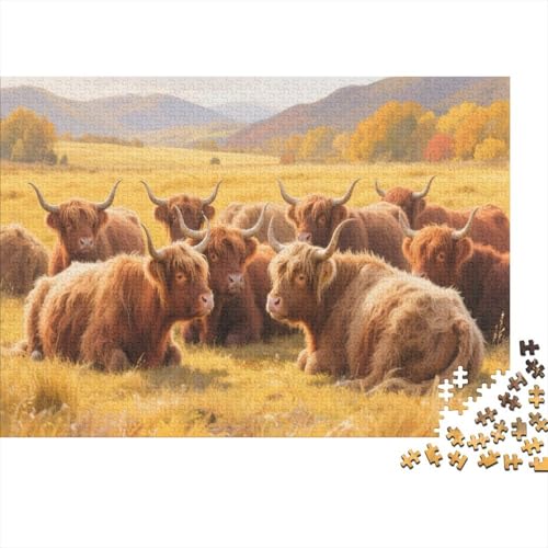 Highland-RinderPuzzle 300-teilige Schwer Puzzle Spielzeug Lernspiel Impossible Herausforderungsspielzeug Für Erwachsene Kinder 300pcs (40x28cm) von PXBDUASIE