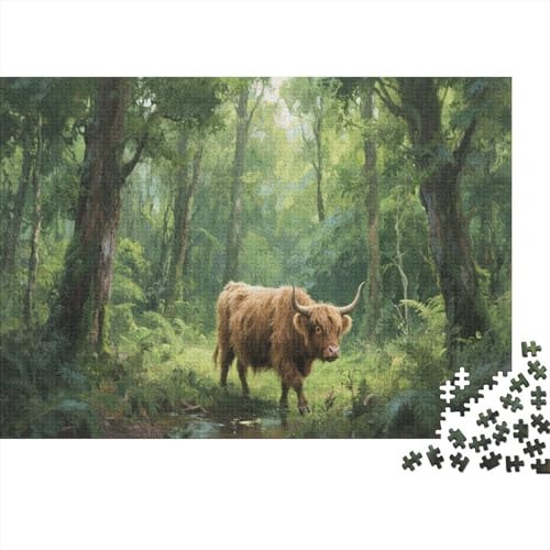Highland-RinderPuzzle 300-teilige Schwer Puzzle Spielzeug Lernspiel Impossible Herausforderungsspielzeug Für Erwachsene Kinder 300pcs (40x28cm) von PXBDUASIE