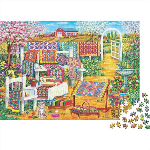 Hinterhof Puzzle 1000-teilige Schwer Puzzle Spielzeug Lernspiel Impossible Herausforderung Spielzeug Für Erwachsene Kinder 1000pcs (75x50cm) von PXBDUASIE
