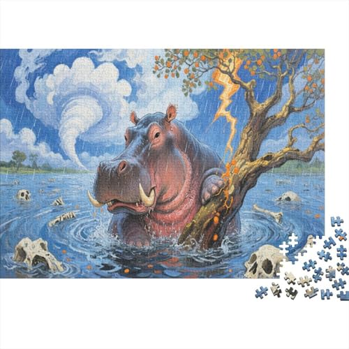 HippoPuzzle 500 Teile Schwer Puzzle Spielzeug Pädagogisches Spiel Impossible Herausforderungsspielzeug Für Erwachsene Und Kinder Ab 14 Jahren 500pcs (52x38cm) von PXBDUASIE