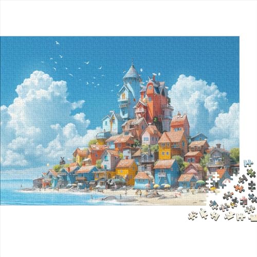 Inselstadt Puzzle 300 Teile Schwer Puzzle Spielzeug Lernspiel Impossible Herausforderungsspielzeug Für Erwachsene Und Kinder in Bewährter 300pcs (40x28cm) von PXBDUASIE