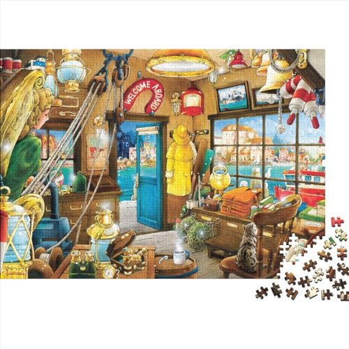 Kabine auf dem Boot Puzzles 1000 Teile Schwer Puzzle Spielzeug Pädagogisches Spiel Impossible Herausforderung Spielzeug Für Erwachsene Und Kinder Ab 12 Jahren 1000pcs (75x50cm) von PXBDUASIE