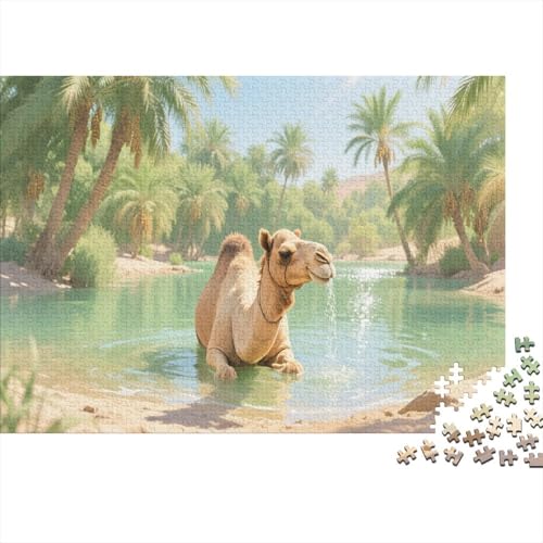 Kamel Puzzles 500 Teile Schwer Puzzle Spielzeug Pädagogisches Spiel Impossible Herausforderungsspielzeug Für Erwachsene Kinder 500pcs (52x38cm) von PXBDUASIE