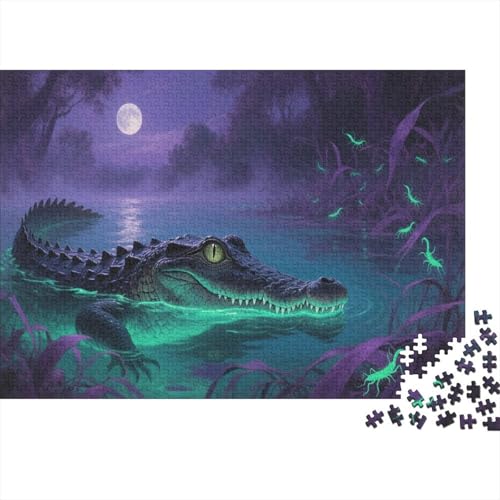 KrokodilPuzzle 1000 Teile Schwer Puzzle Spielzeug Pädagogisches Spiel Impossible Herausforderungsspielzeug Für Erwachsene Kinder 1000pcs (75x50cm) von PXBDUASIE