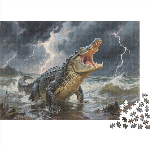 KrokodilPuzzle 300-teilige Schwer Puzzle Spielzeug Pädagogisches Spiel Impossible Herausforderung Spielzeug Für Erwachsene Und Kinder Ab 14 Jahren 300pcs (40x28cm) von PXBDUASIE
