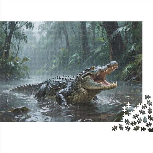 KrokodilPuzzles 300 Teile Schwer Puzzle Spielzeug Lernspiel Impossible Herausforderungsspielzeug Für Erwachsene Kinder 300pcs (40x28cm) von PXBDUASIE