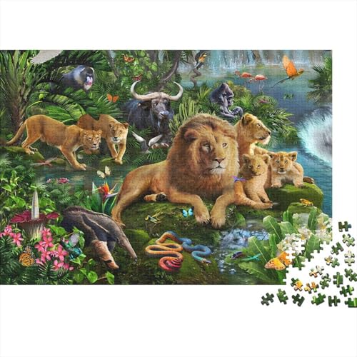 Lion Pride Puzzle 300-teilige Schwer Puzzle Spielzeug Pädagogisches Spiel Impossible Herausforderungsspielzeug Für Erwachsene Und Kinder Ab 12 Jahren 300pcs (40x28cm) von PXBDUASIE