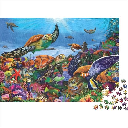 Marine Life Puzzle 500 Teile Schwer Puzzle Spielzeug Lernspiel Impossible Herausforderung Spielzeug Für Erwachsene Kinder 500pcs (52x38cm) von PXBDUASIE