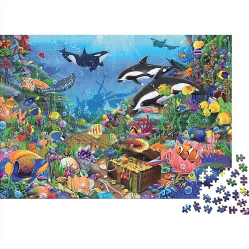 Marine Life Puzzle 500 Teile Schwer Puzzle Spielzeug Lernspiel Impossible Herausforderung Spielzeug Für Erwachsene Und Kinder in Bewährter 500pcs (52x38cm) von PXBDUASIE