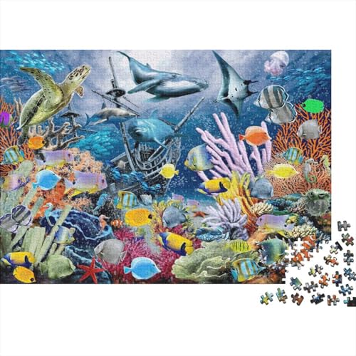 Meer Welt Ozean Koralle DelphinPuzzle 1000-teilige Schwer Puzzle Spielzeug Lernspiel Impossible Herausforderungsspielzeug Für Erwachsene Und Kinder Ab 12 Jahren 1000pcs (75x50cm) von PXBDUASIE