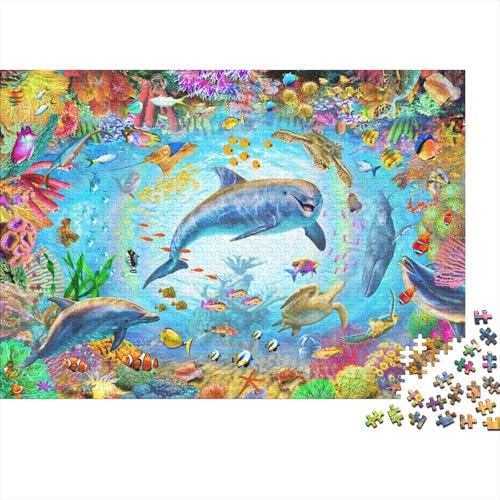 Meer Welt Ozean Koralle DelphinPuzzle 1000-teilige Schwer Puzzle Spielzeug Lernspiel Impossible Herausforderungsspielzeug Für Erwachsene Und Kinder in Bewährter 1000pcs (75x50cm) von PXBDUASIE