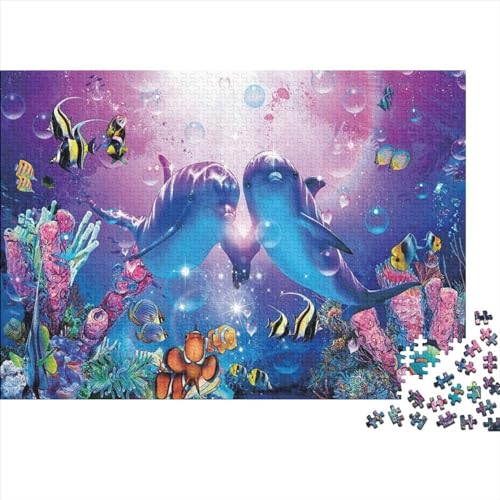 Meer Welt Ozean Koralle DelphinPuzzle 1000-teilige Schwer Puzzle Spielzeug Pädagogisches Spiel Impossible Herausforderung Spielzeug Für Erwachsene Kinder 1000pcs (75x50cm) von PXBDUASIE