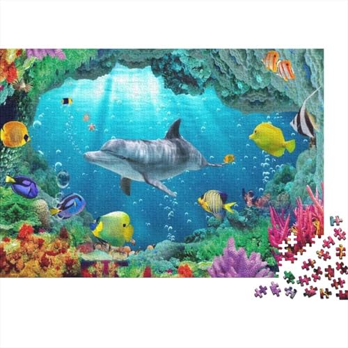 Meer Welt Ozean Koralle DelphinPuzzle 300-teilige Schwer Puzzle Spielzeug Lernspiel Impossible Herausforderungsspielzeug Für Erwachsene Kinder 300pcs (40x28cm) von PXBDUASIE