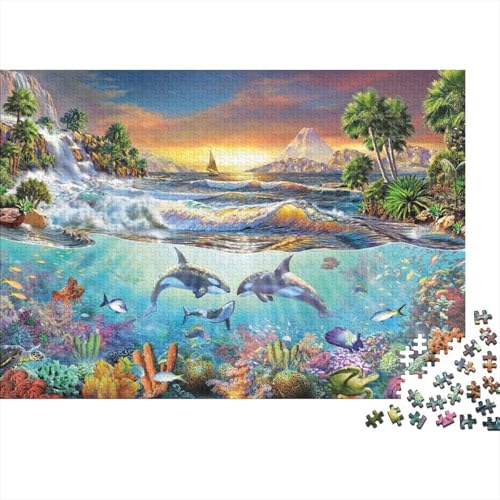 Meer Welt Ozean Koralle DelphinPuzzle 300-teilige Schwer Puzzle Spielzeug Pädagogisches Spiel Impossible Herausforderung Spielzeug Für Erwachsene Und Kinder Ab 12 Jahren 300pcs (40x28cm) von PXBDUASIE