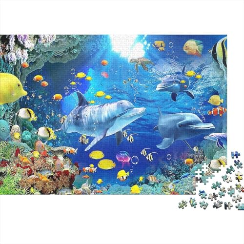Meer Welt Ozean Koralle DelphinPuzzle 300-teilige Schwer Puzzle Spielzeug Pädagogisches Spiel Impossible Herausforderung Spielzeug Für Erwachsene Und Kinder Ab 14 Jahren 300pcs (40x28cm) von PXBDUASIE