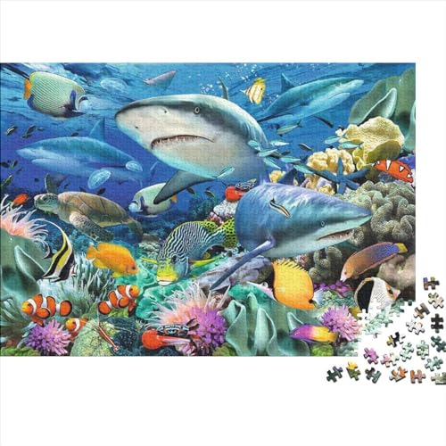 Meer Welt Ozean Koralle DelphinPuzzle 300-teilige Schwer Puzzle Spielzeug Pädagogisches Spiel Impossible Herausforderungsspielzeug Für Erwachsene Und Kinder Ab 14 Jahren 300pcs (40x28cm) von PXBDUASIE