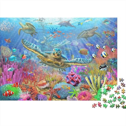 Meer Welt Ozean Koralle DelphinPuzzle 500 Teile Schwer Puzzle Spielzeug Pädagogisches Spiel Impossible Herausforderung Spielzeug Für Erwachsene Und Kinder in Bewährter 500pcs (52x38cm) von PXBDUASIE