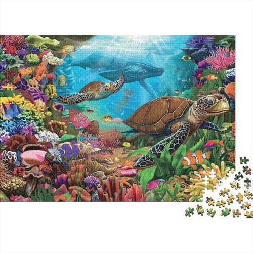 Meer Welt Ozean Koralle DelphinPuzzles 1000 Teile Schwer Puzzle Spielzeug Pädagogisches Spiel Impossible Herausforderung Spielzeug Für Erwachsene Und Kinder Ab 14 Jahren 1000pcs (75x50cm) von PXBDUASIE
