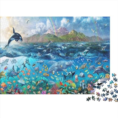 Meer Welt Ozean Koralle DelphinPuzzles 300 Teile Schwer Puzzle Spielzeug Lernspiel Impossible Herausforderung Spielzeug Für Erwachsene Und Kinder in Bewährter 300pcs (40x28cm) von PXBDUASIE