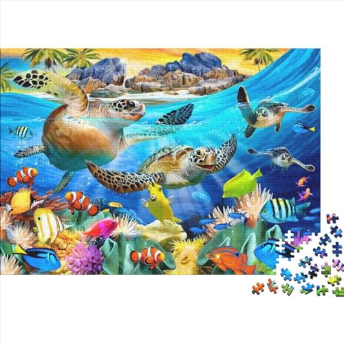 Meer Welt Ozean Koralle DelphinPuzzles 300 Teile Schwer Puzzle Spielzeug Lernspiel Impossible Herausforderungsspielzeug Für Erwachsene Und Kinder Ab 12 Jahren 300pcs (40x28cm) von PXBDUASIE