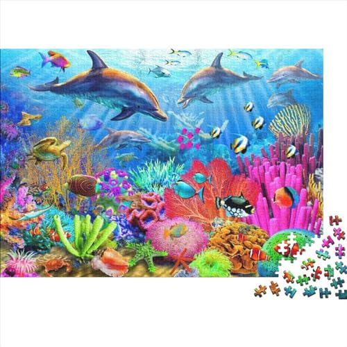 Meer Welt Ozean Koralle DelphinPuzzles 300 Teile Schwer Puzzle Spielzeug Pädagogisches Spiel Impossible Herausforderungsspielzeug Für Erwachsene Und Kinder Ab 12 Jahren 300pcs (40x28cm) von PXBDUASIE