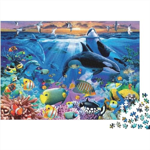 Meer Welt Ozean Koralle DelphinPuzzles 300-teilige Schwer Puzzle Spielzeug Lernspiel Impossible Herausforderungsspielzeug Für Erwachsene Und Kinder in Bewährter 300pcs (40x28cm) von PXBDUASIE