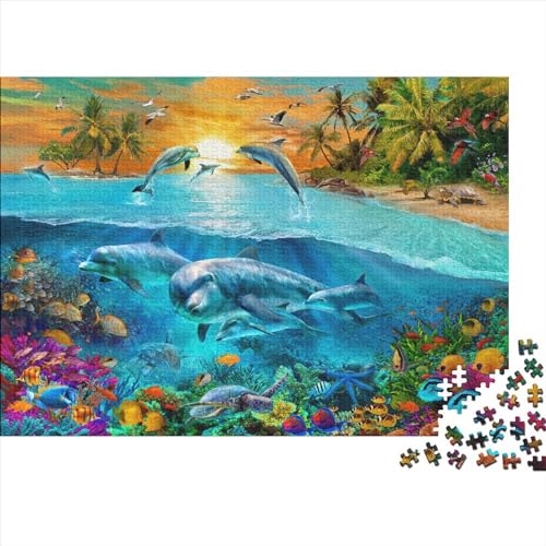 Meer Welt Ozean Koralle DelphinPuzzles 300-teilige Schwer Puzzle Spielzeug Lernspiel Impossible Herausforderungsspielzeug Für Erwachsene Und Kinder in Bewährter 300pcs (40x28cm) von PXBDUASIE
