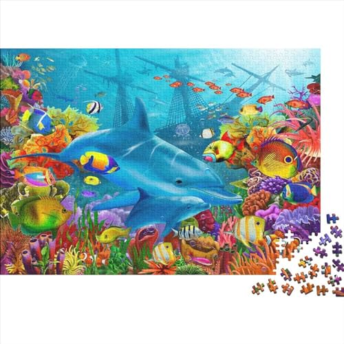 Meer Welt Ozean Koralle DelphinPuzzles 300-teilige Schwer Puzzle Spielzeug Lernspiel Impossible Herausforderungsspielzeug Für Erwachsene Und Kinder in Bewährter 300pcs (40x28cm) von PXBDUASIE
