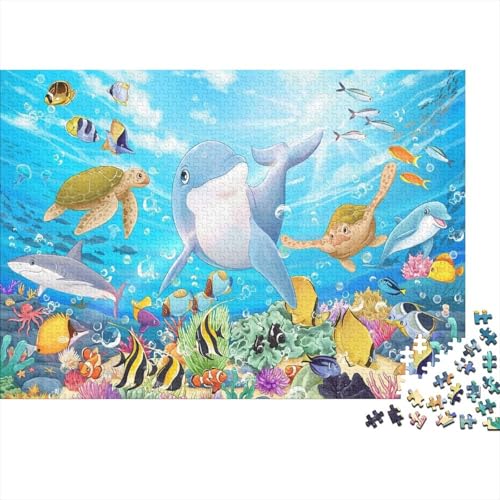Meer Welt Ozean Koralle DelphinPuzzles 500 Teile Schwer Puzzle Spielzeug Lernspiel Impossible Herausforderungsspielzeug Für Erwachsene Kinder 500pcs (52x38cm) von PXBDUASIE